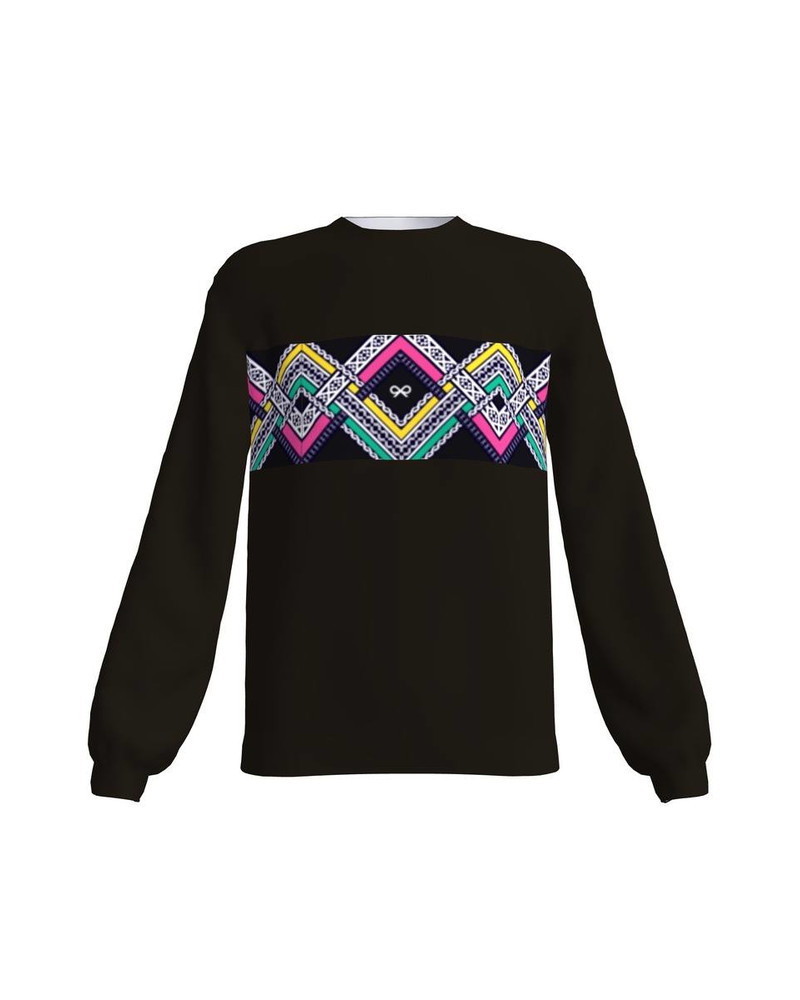COLORFUL ETHNIC SWEATSHIRT BLACK