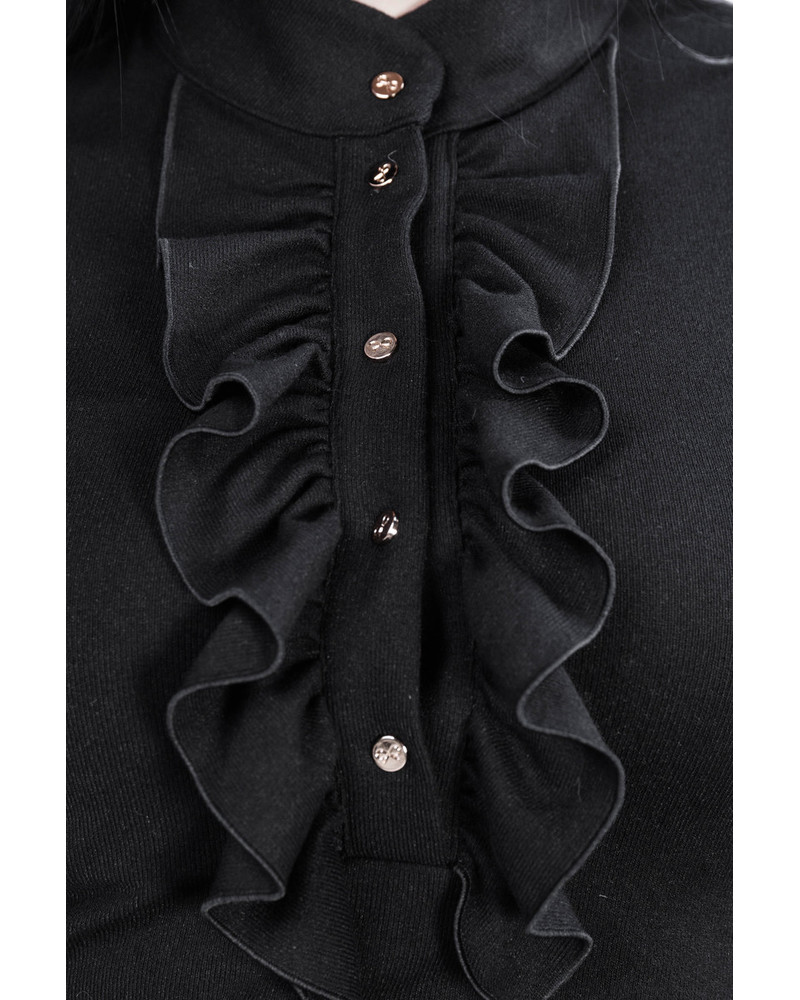 FRILL BLOUSE BLACK RIVETED