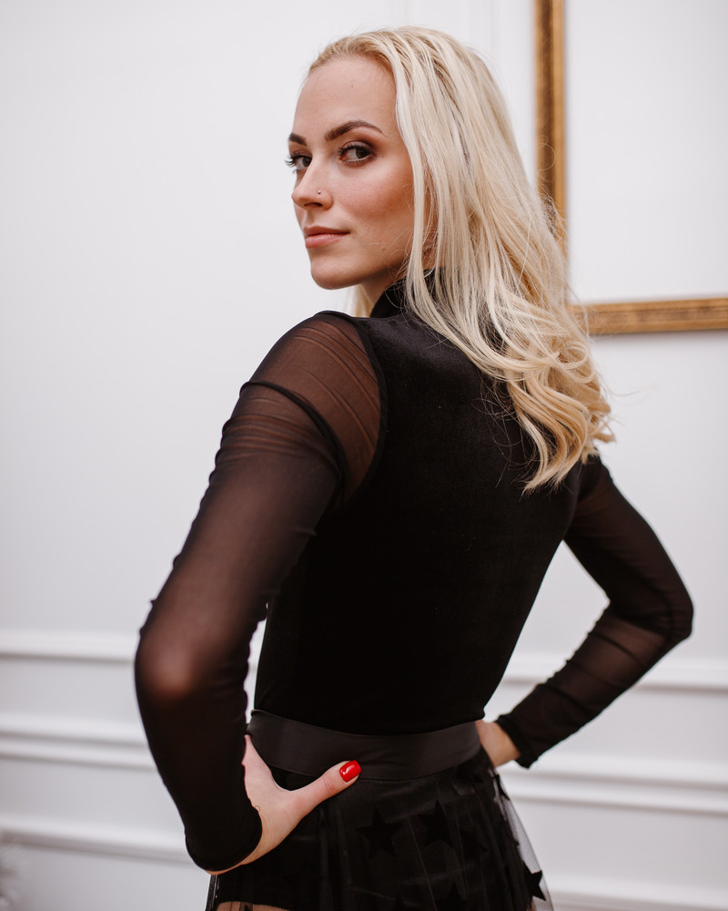 ELECTRIC LONG SLEEVE BODY VELVET BLACK