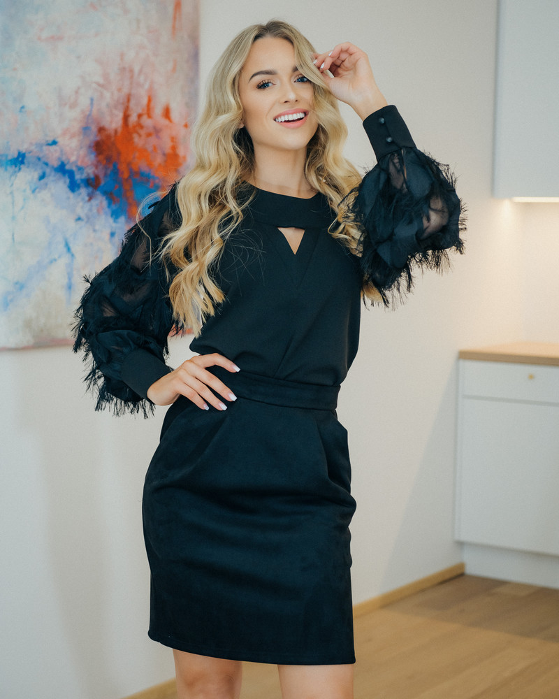 GALAXY FRINGE BLOUSE BLACK