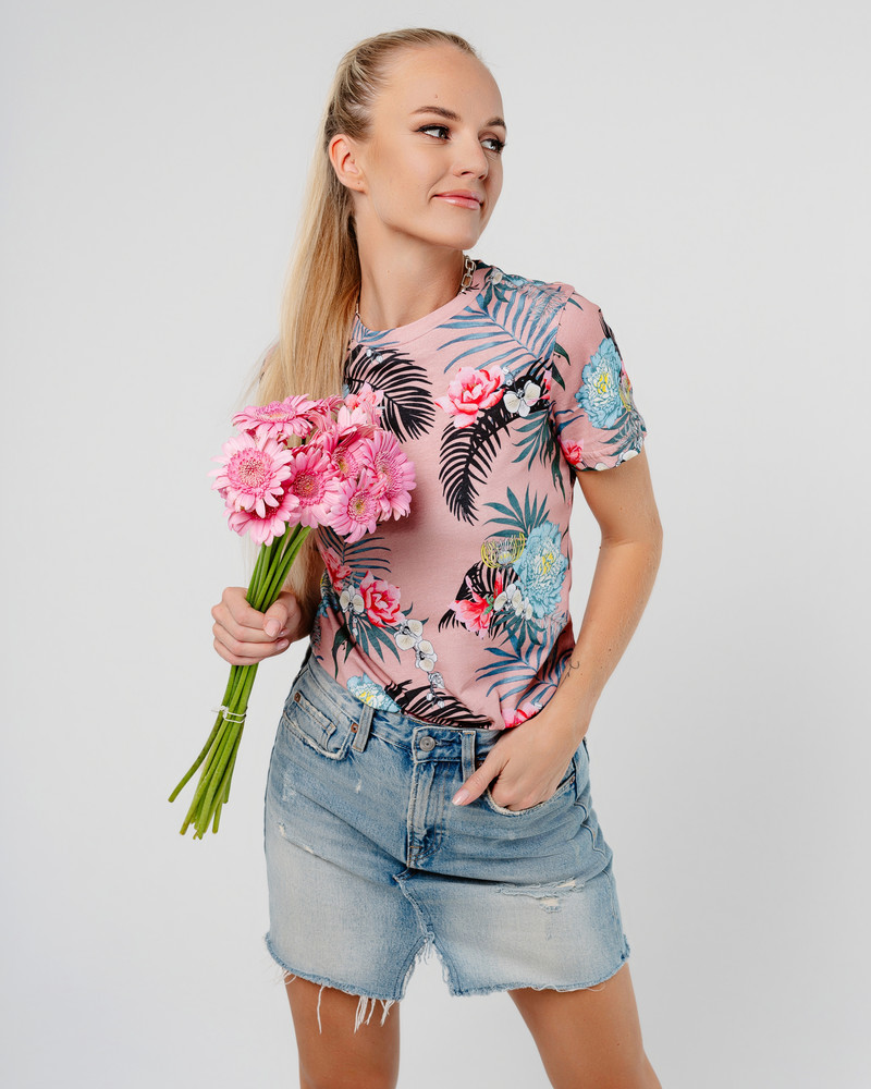 ROSE TROPICAL T-SHIRT PINK