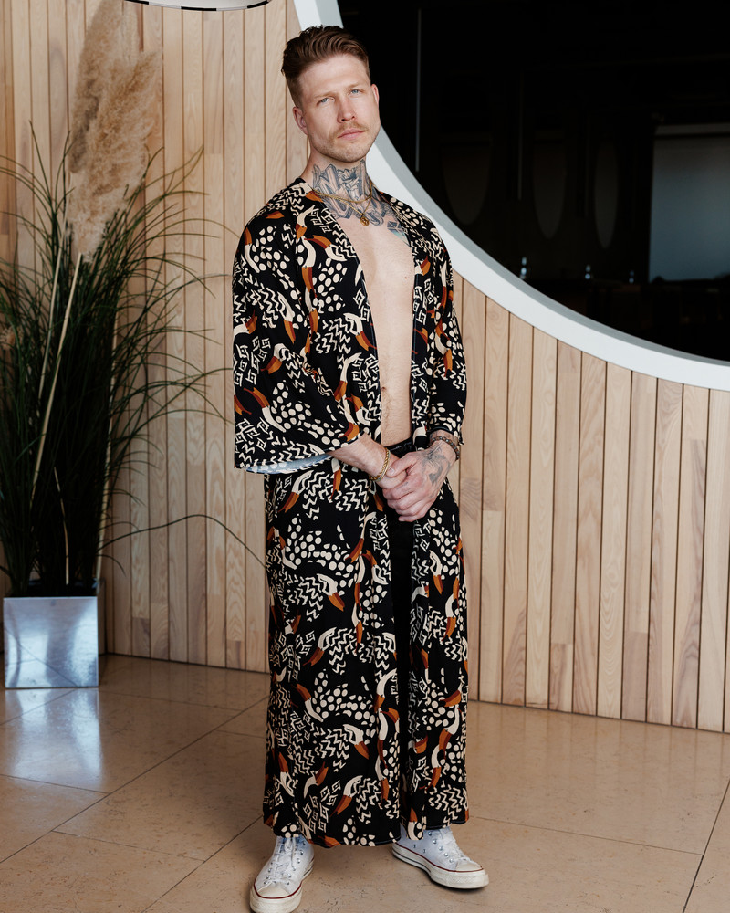 LETRIBE UNISEX KIMONO BIRDS