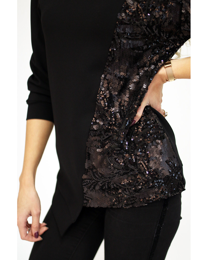 BLACK COOL CUT SEQUIN SWEATER