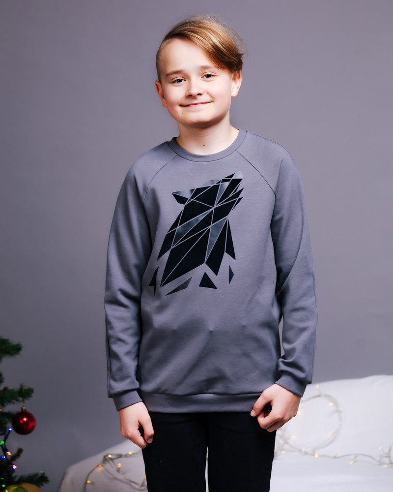 ABSTRACT WOLF KIDS SWEATSHIRT DARK GREY