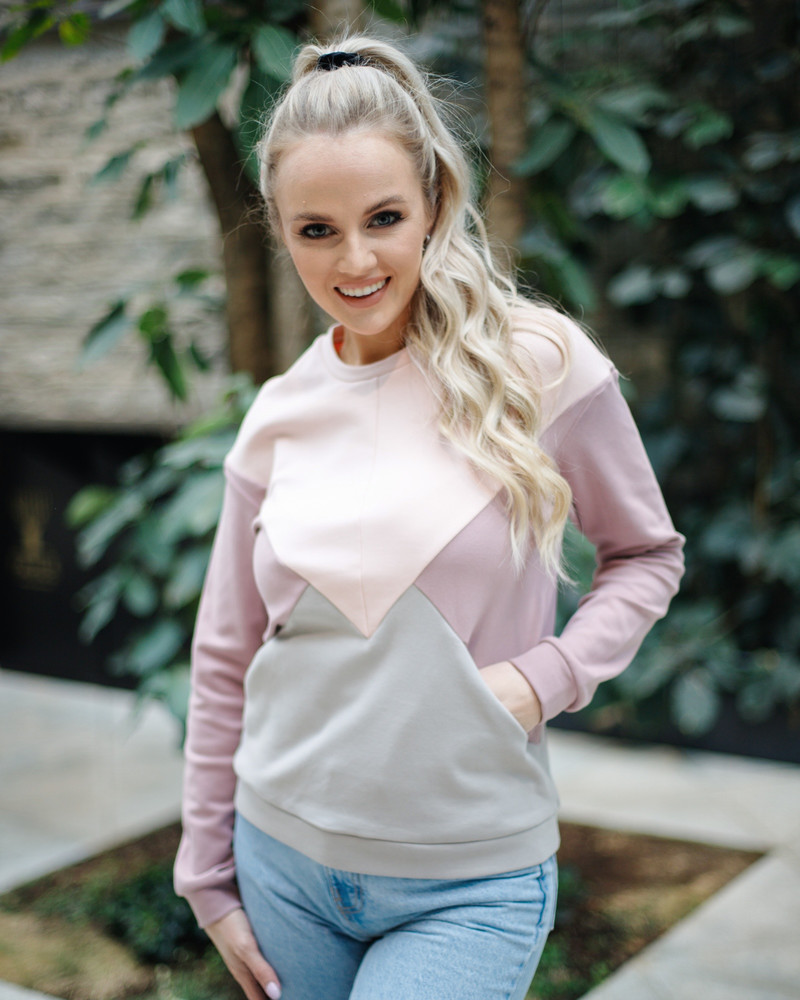 TRIANGLE POCKET SWEATSHIRT PINK GREY