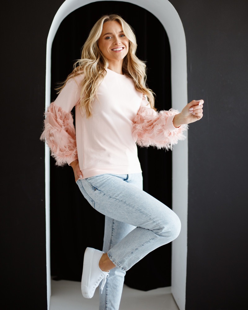 ALICE FRINGE SLEEVES SWEATSHIRT PEACHY