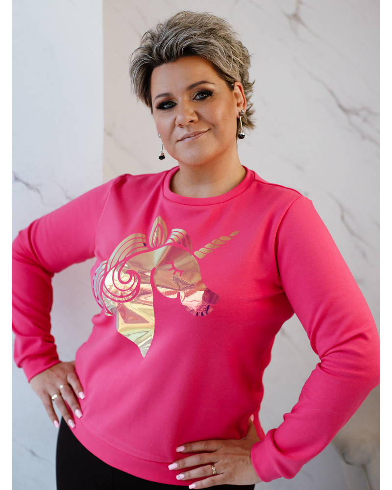 SHINY UNICORN SWEATSHIRT FUCHSIA