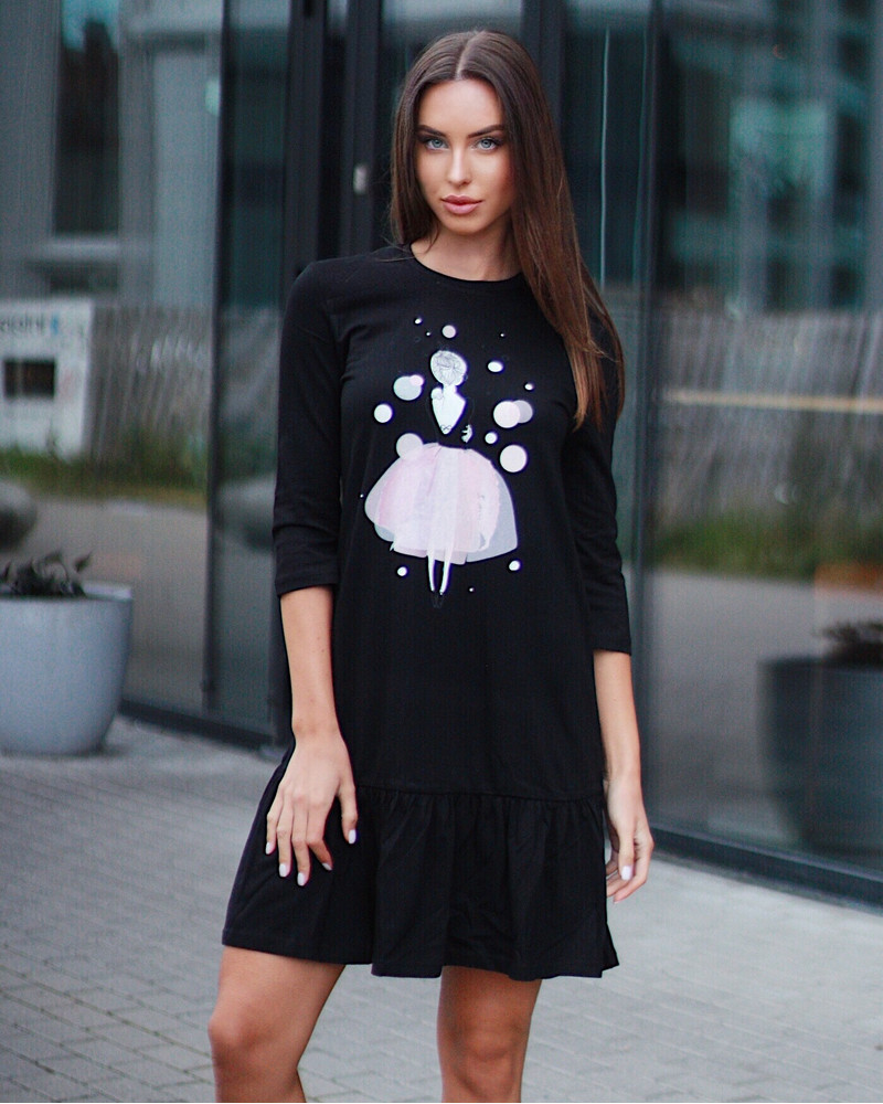 PINK GIRL FRILL DRESS BLACK