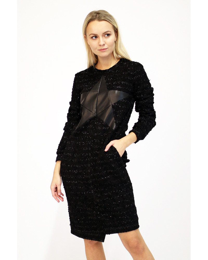 BLACK STAR COOL CUT KNIT DRESS