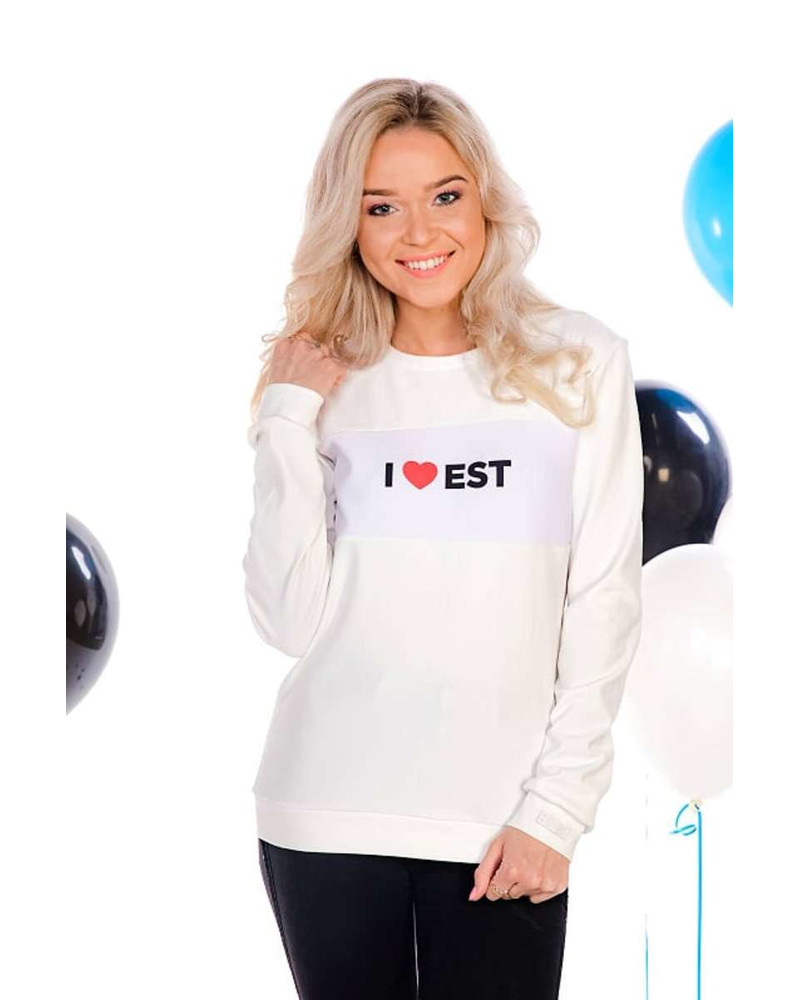 I LOVE EST WHITE SWEATER