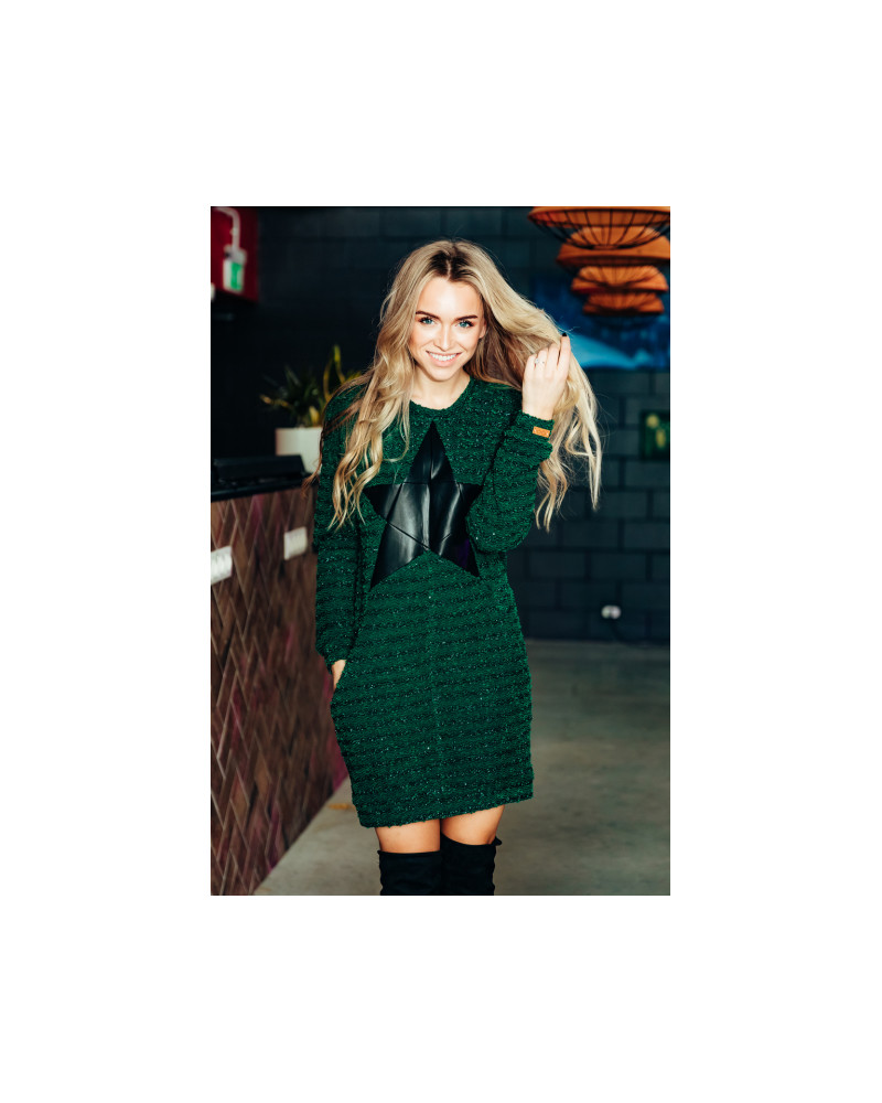 GREEN SHINY KNIT STAR DRESS duplicate