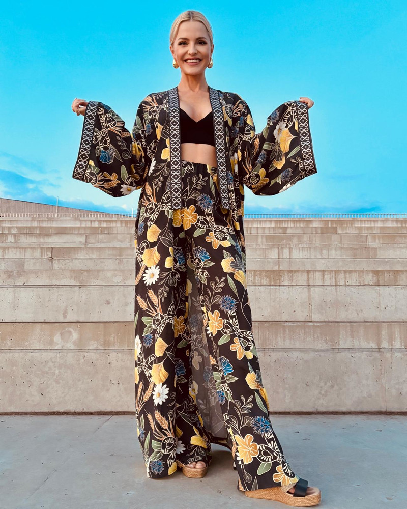 CORNFLOWER FLYAWAY KIMONO BLACK