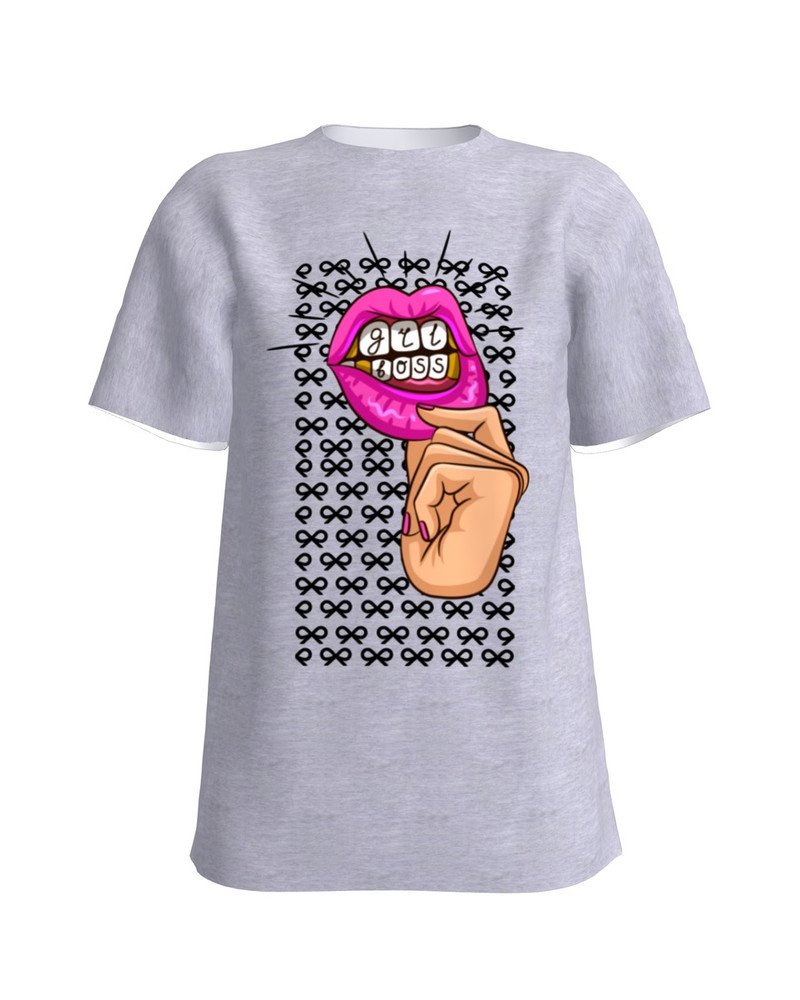 GIRL BOSS SLIM T-SHIRT LIGHT GREY