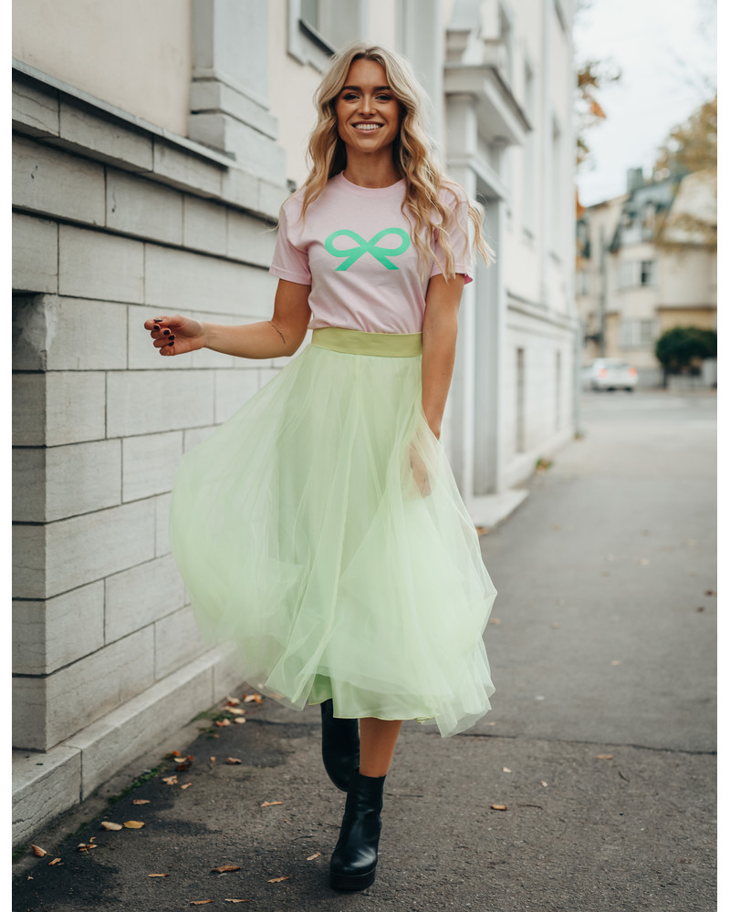 NEON GREEN TD BOW OVERSIZE T-SHIRT LIGHT PINK