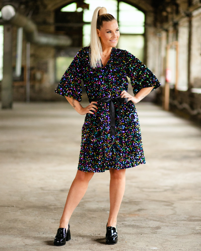 KIMONO DRESS SEQUIN COLORFUL
