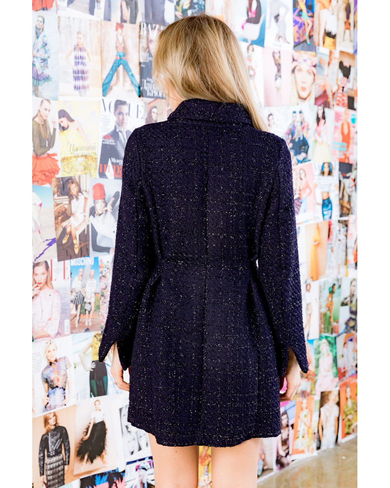 DARK BLUE SHINY COAT DRESS