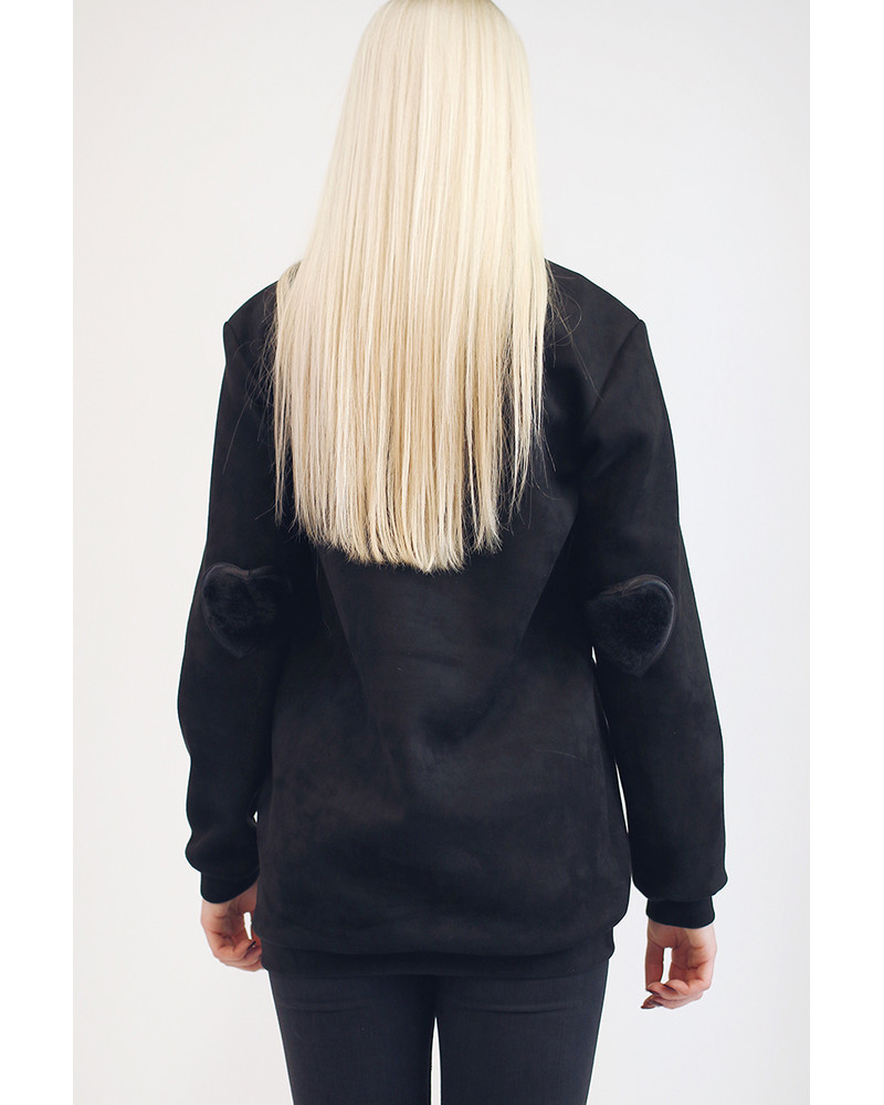 FUR HEART POCKET SWEATER
