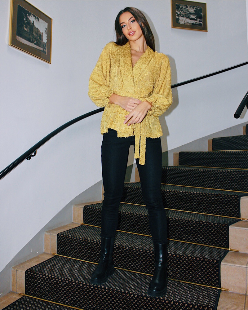 FRINGE JACKET MUSTARD YELLOW