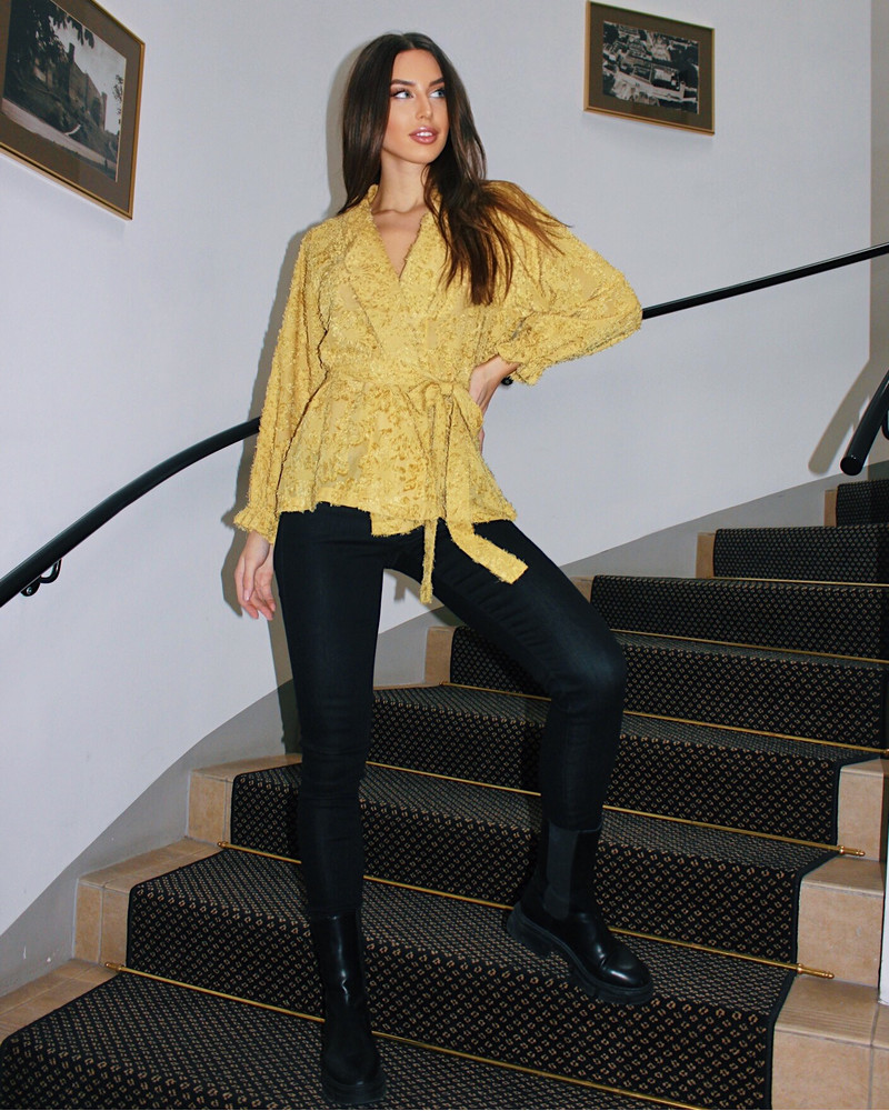 FRINGE JACKET MUSTARD YELLOW