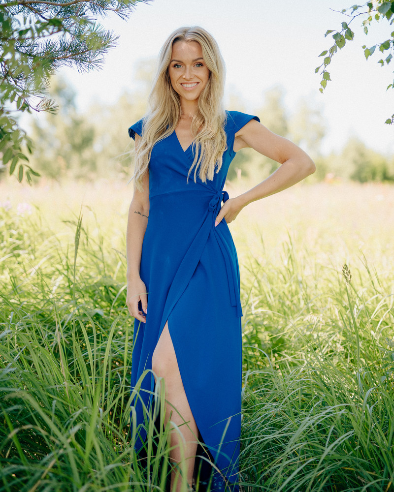 WRAP MAXI DRESS ELECTRIC BLUE
