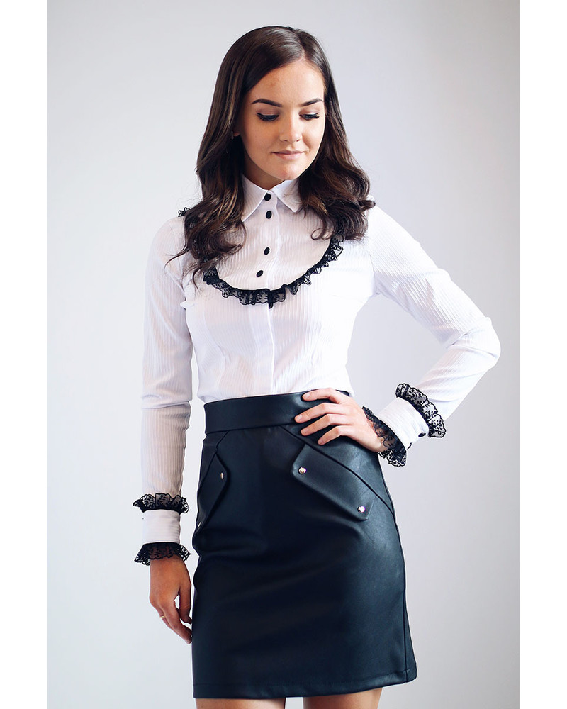 MINI STUD SKIRT LEATHER BLACK