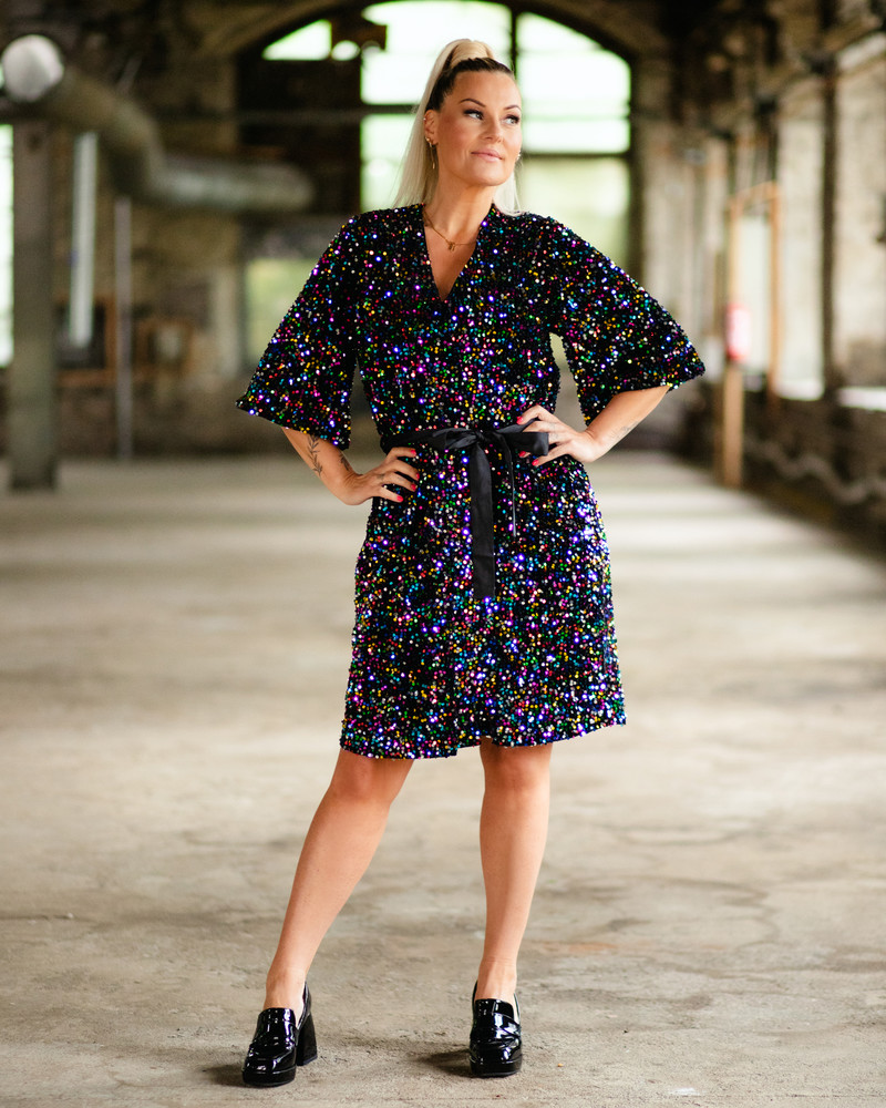KIMONO DRESS SEQUIN COLORFUL