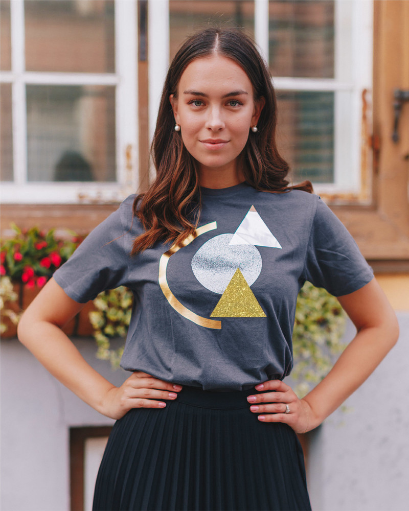 SPARKLE GOLD ABSTRACT UNISEX T-SHIRT DARK GREY