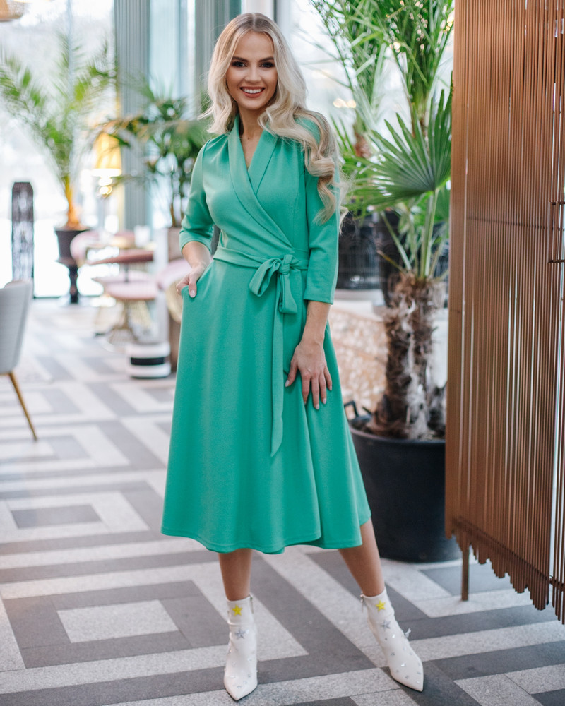 MOON MIDI DRESS BRIGHT GREEN