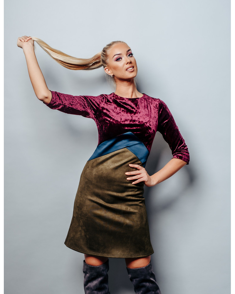 Burgundy trio mini dress