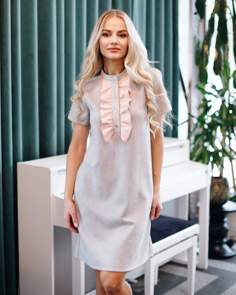 FRILL LINE DRESS GREY