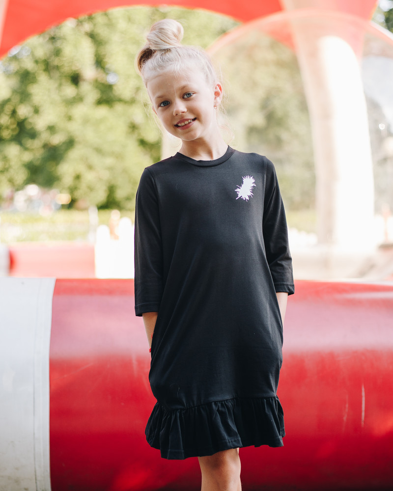 ANGEL KIDS FRILL DRESS BLACK