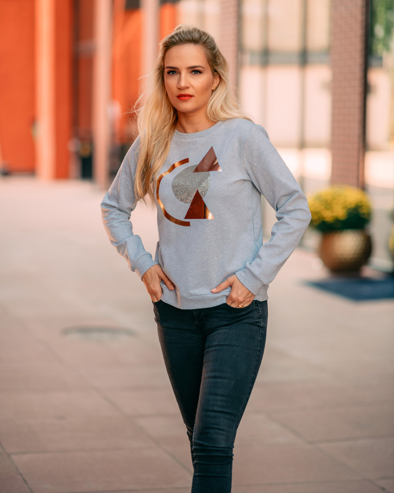 SPARKLE GOLD ABSTRACT SWEATSHIRT GREY