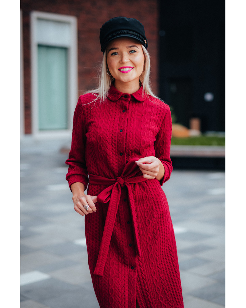 RED BOYFRIEND KNIT DRESS