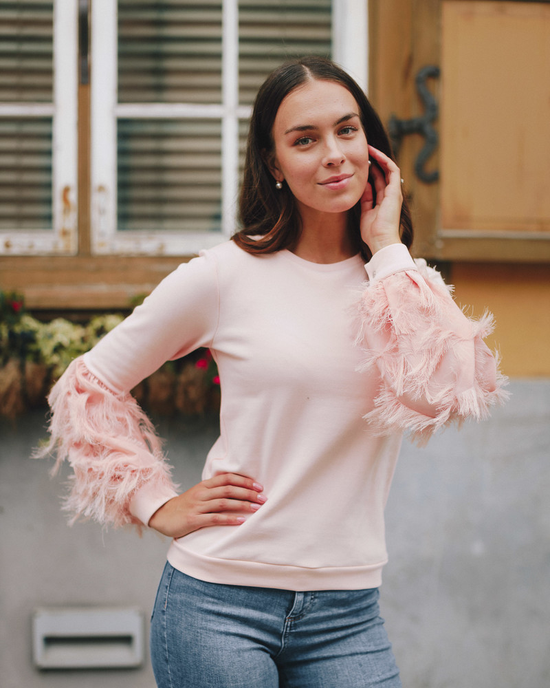 ALICE FRINGE SLEEVES SWEATSHIRT PEACHY