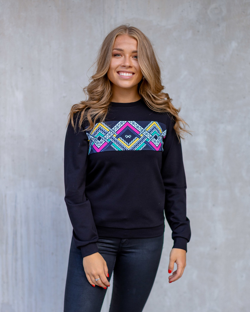 COLORFUL ETHNIC SWEATSHIRT BLACK