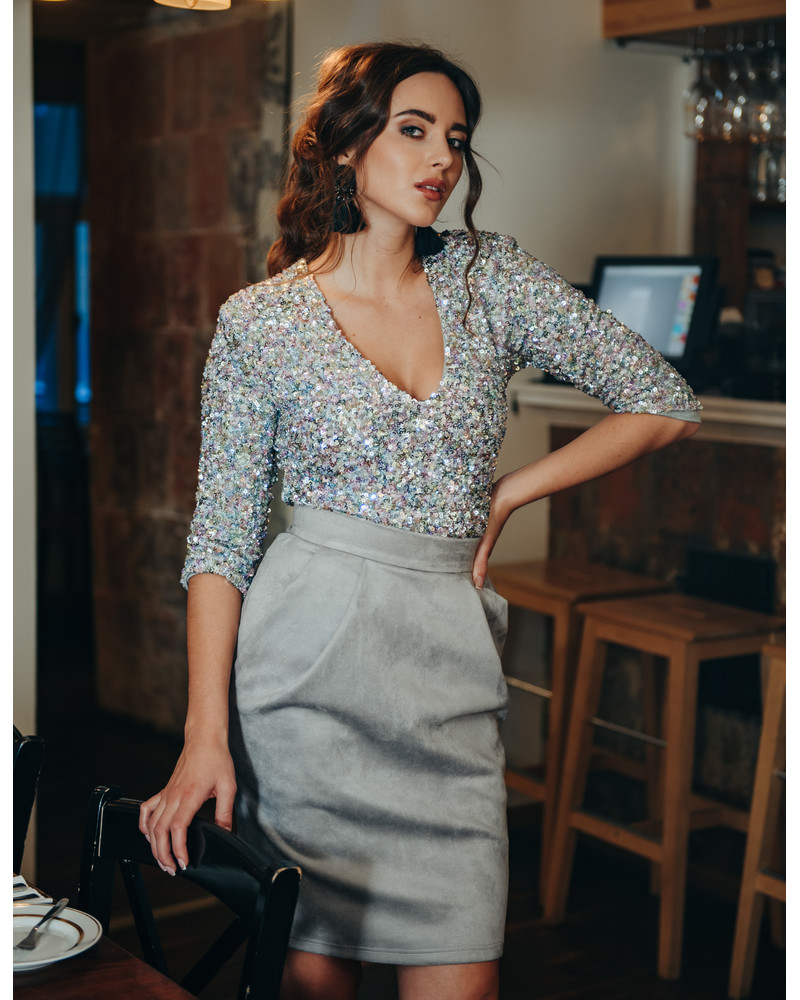 TULIP SKIRT SUEDE GREY