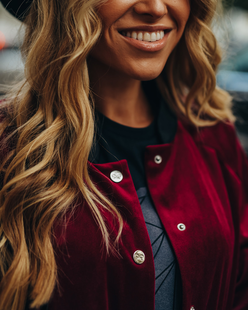 UNISEX BORDEAUX VELVET BOMBER JACKET