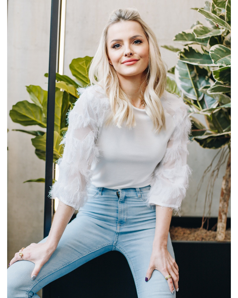 FRINGE RAGLAN SHIRT WHITE