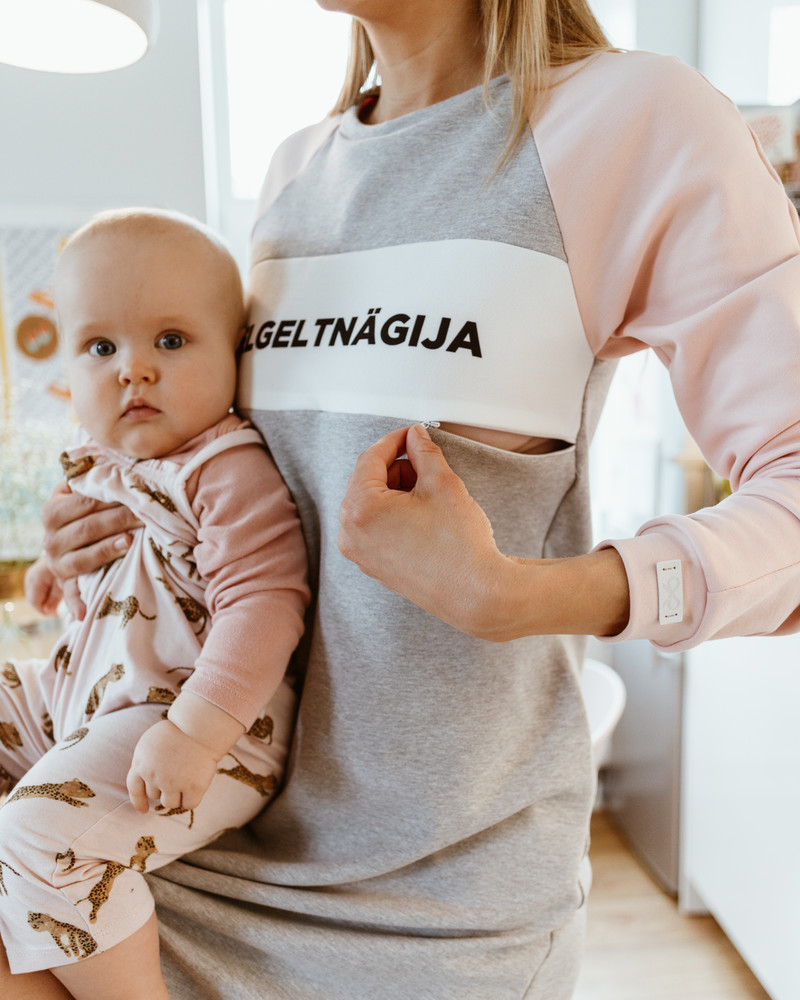 HELGELTNÄGIJA NURSING DRESS PEACHY & GREY