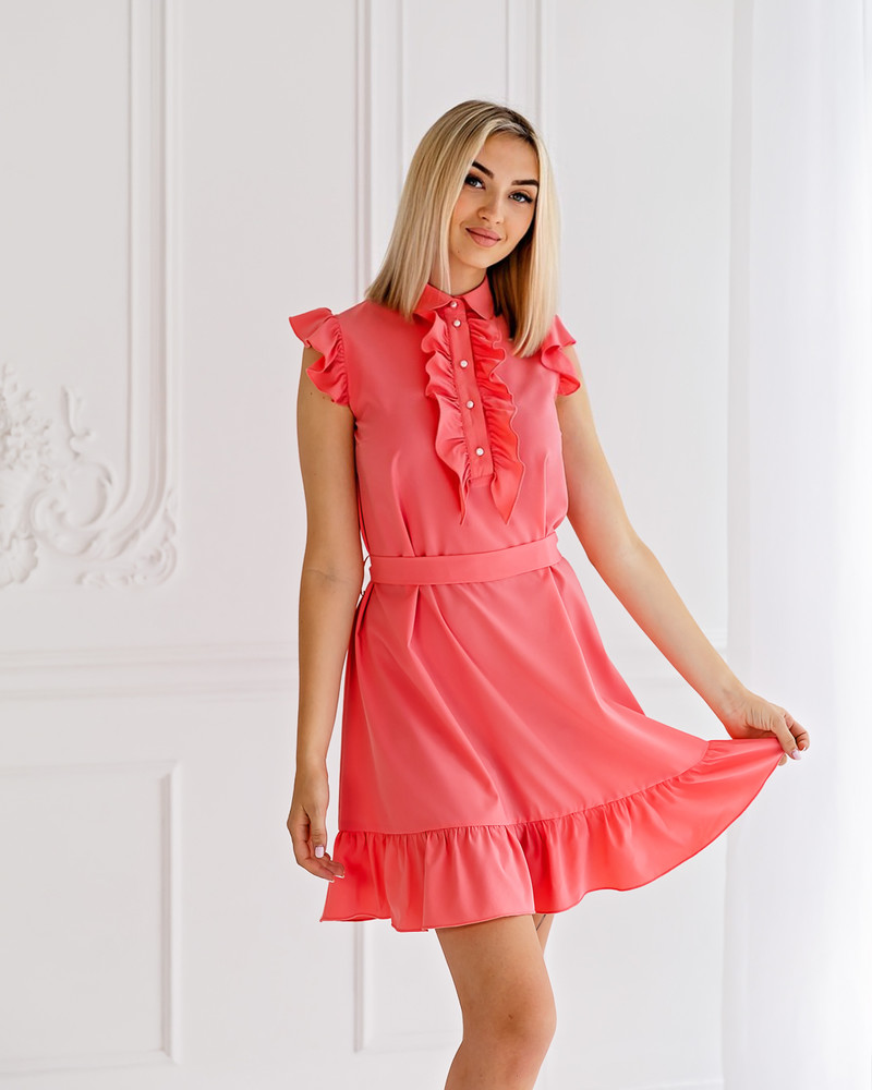 FRILL DRESS CORAL
