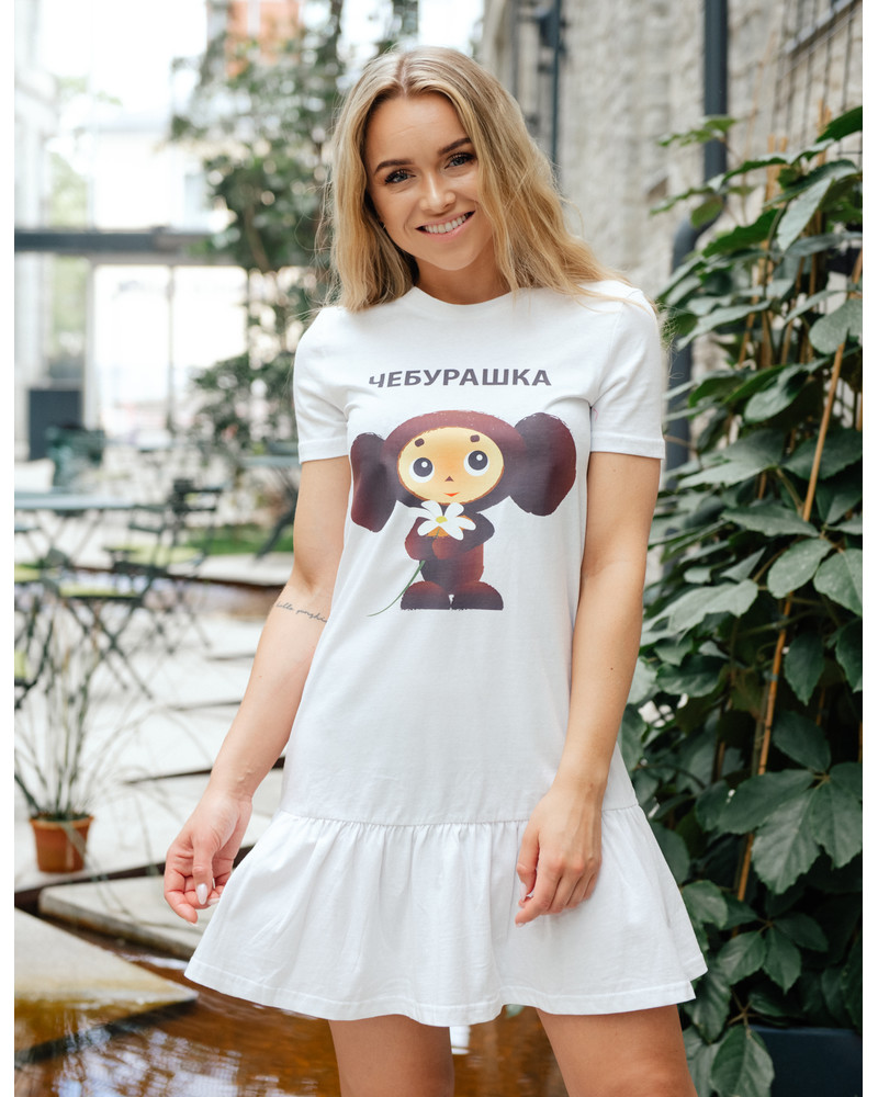 TŠEBURAŠKA FRILL DRESS WHITE