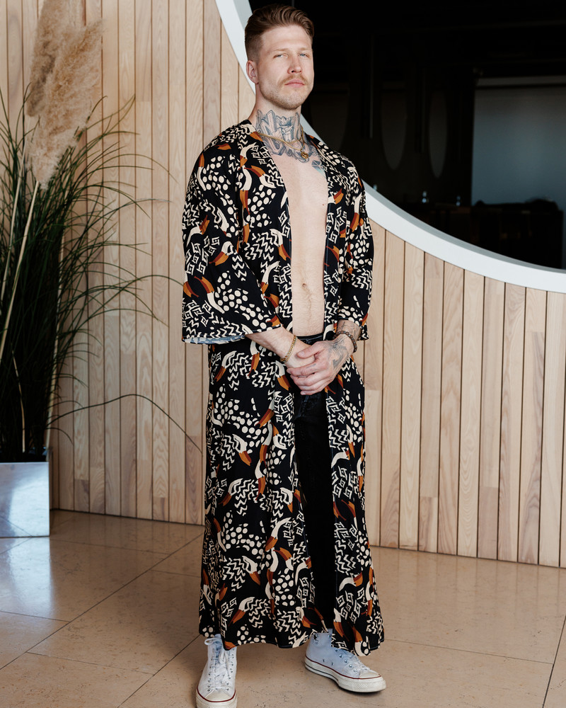 LETRIBE UNISEX KIMONO BIRDS