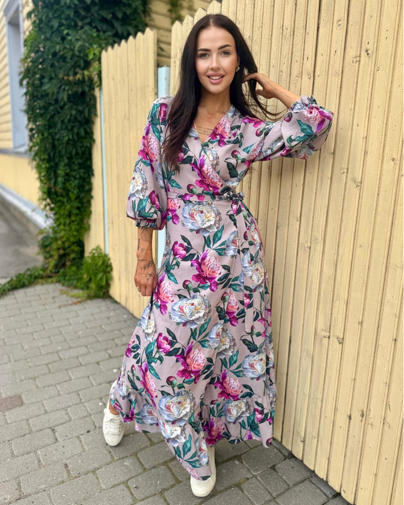 WRAP LONG DRESS PEONY