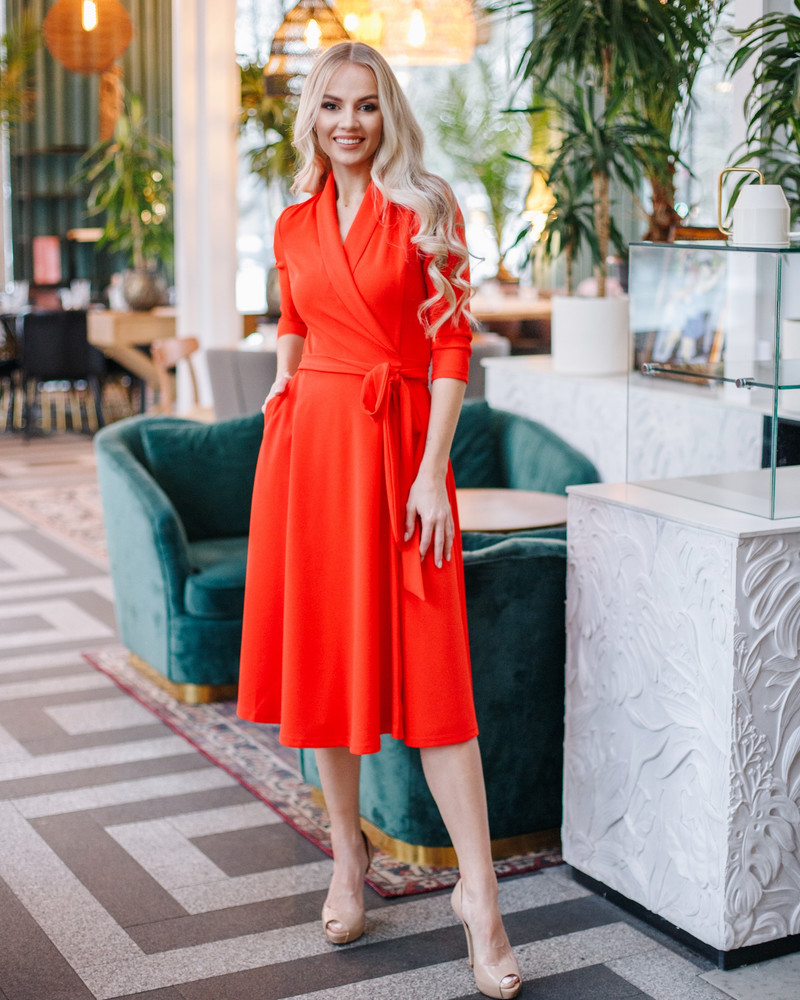 MOON MIDI DRESS ORANGE