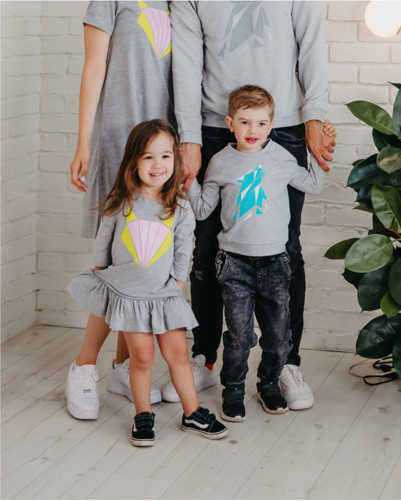 YELLOW FOX KIDS FRILL DRESS LIGHT GREY