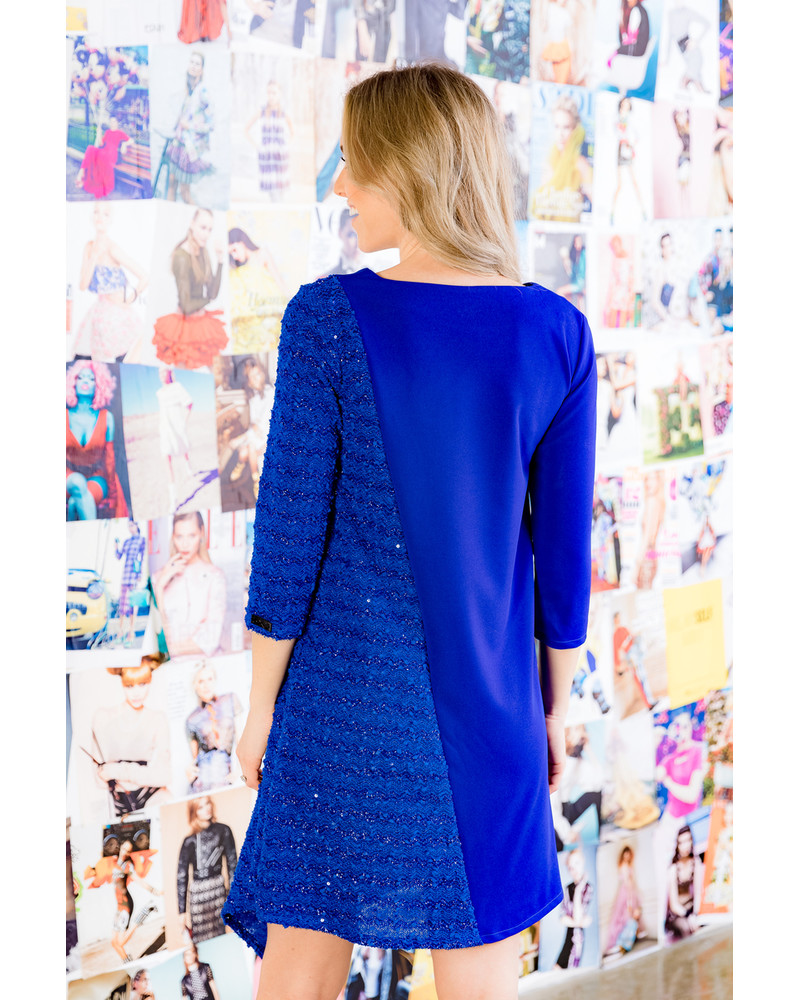 BLUE SHINY DIAGONAL DRESS