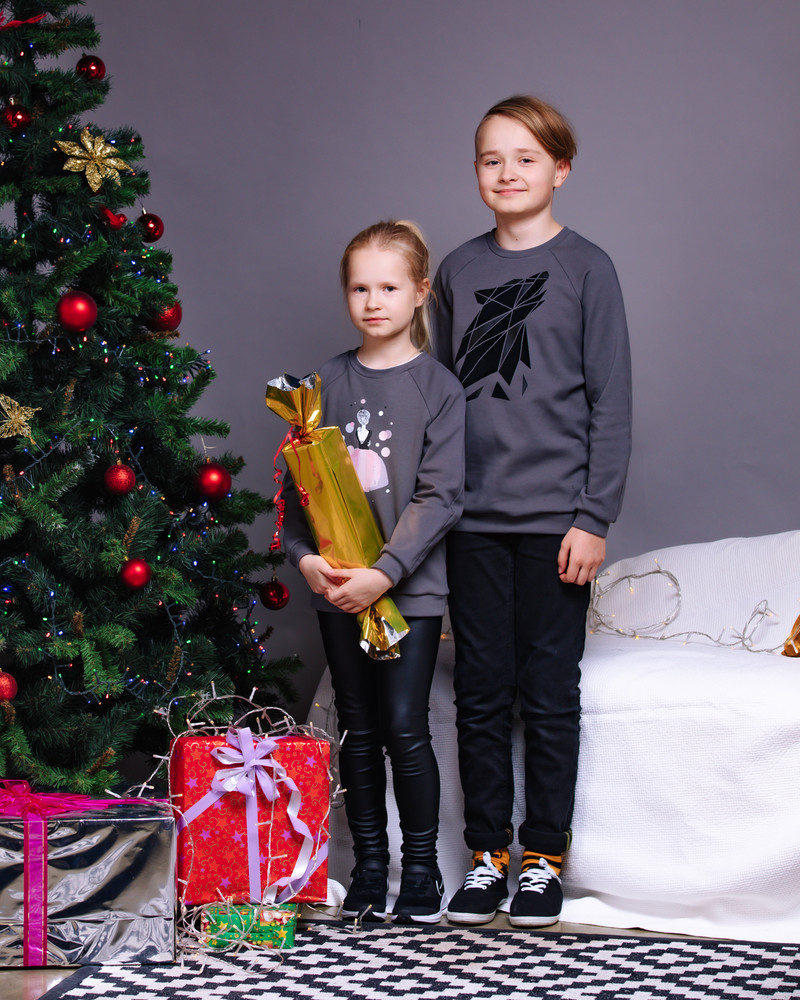 ABSTRACT WOLF KIDS SWEATSHIRT DARK GREY