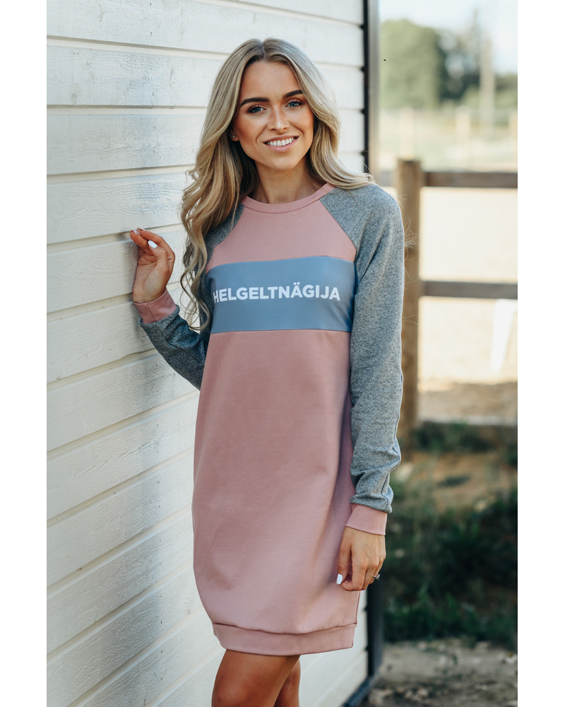 HELGELTNÄGIJA SWEATER DRESS GREY & PINK