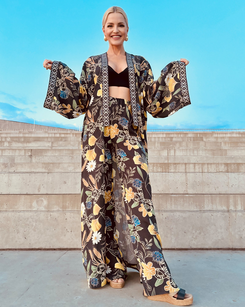 CORNFLOWER BOHO WIDE TROUSERS BLACK