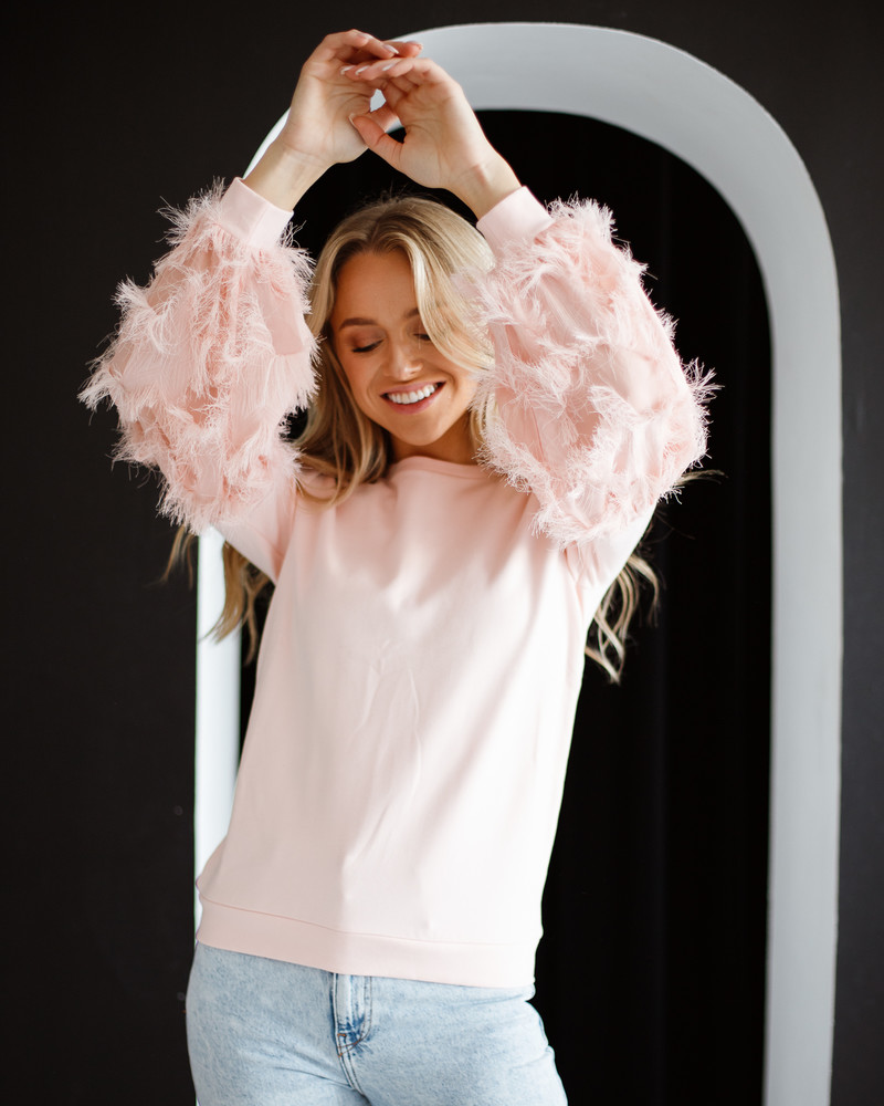 ALICE FRINGE SLEEVES SWEATSHIRT PEACHY